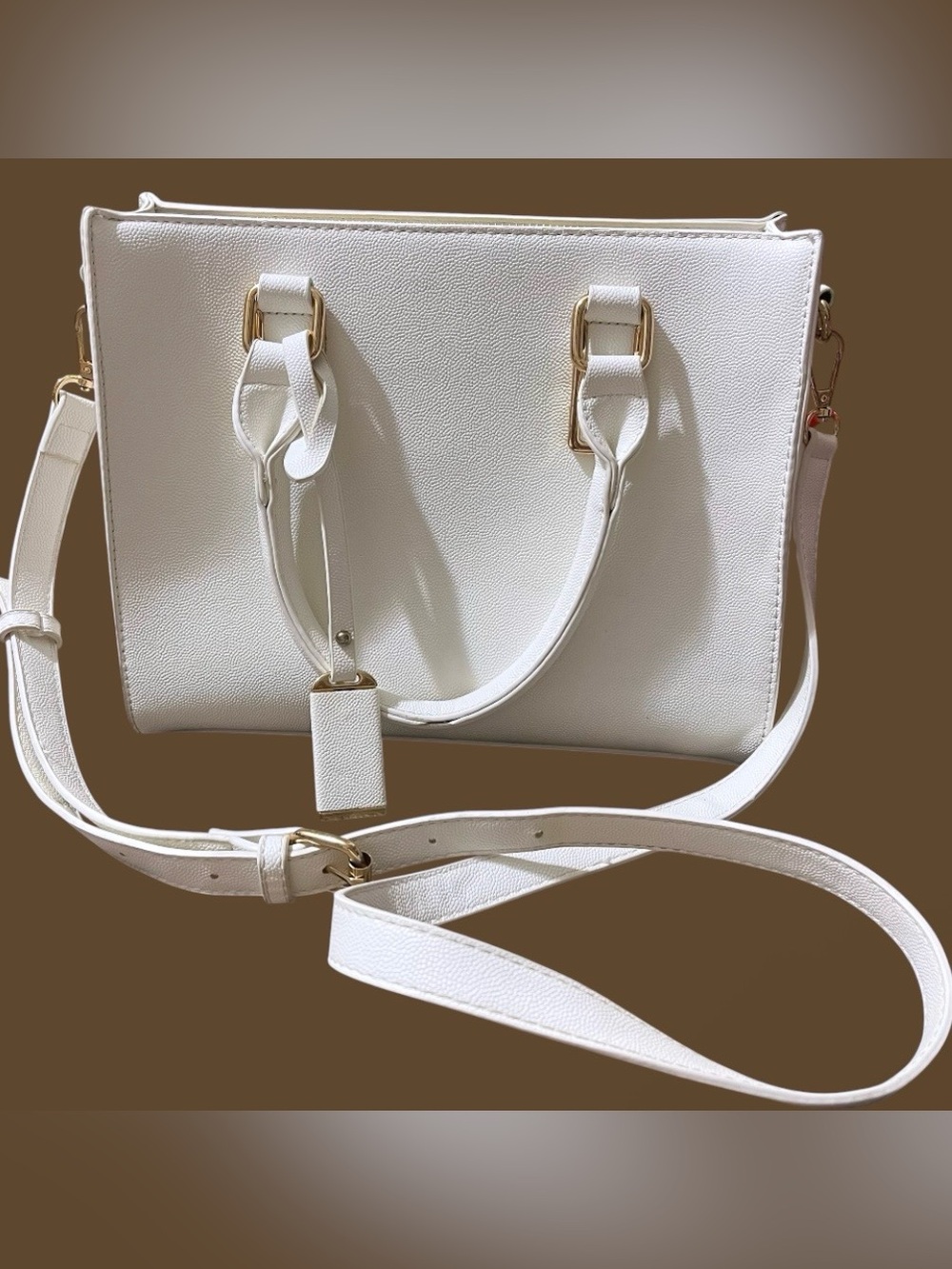 Miztique white structured handbag Shoulder bag - flawed - with Detachable Strap